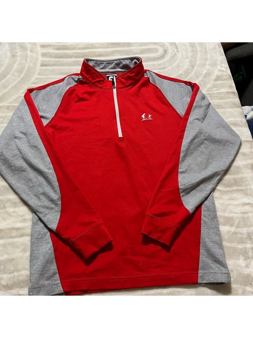 Juniors Footjoy Large Red and Gray 1/4 Zip pullover